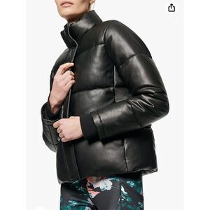 Marc New York black vegan leather puffer jacket M